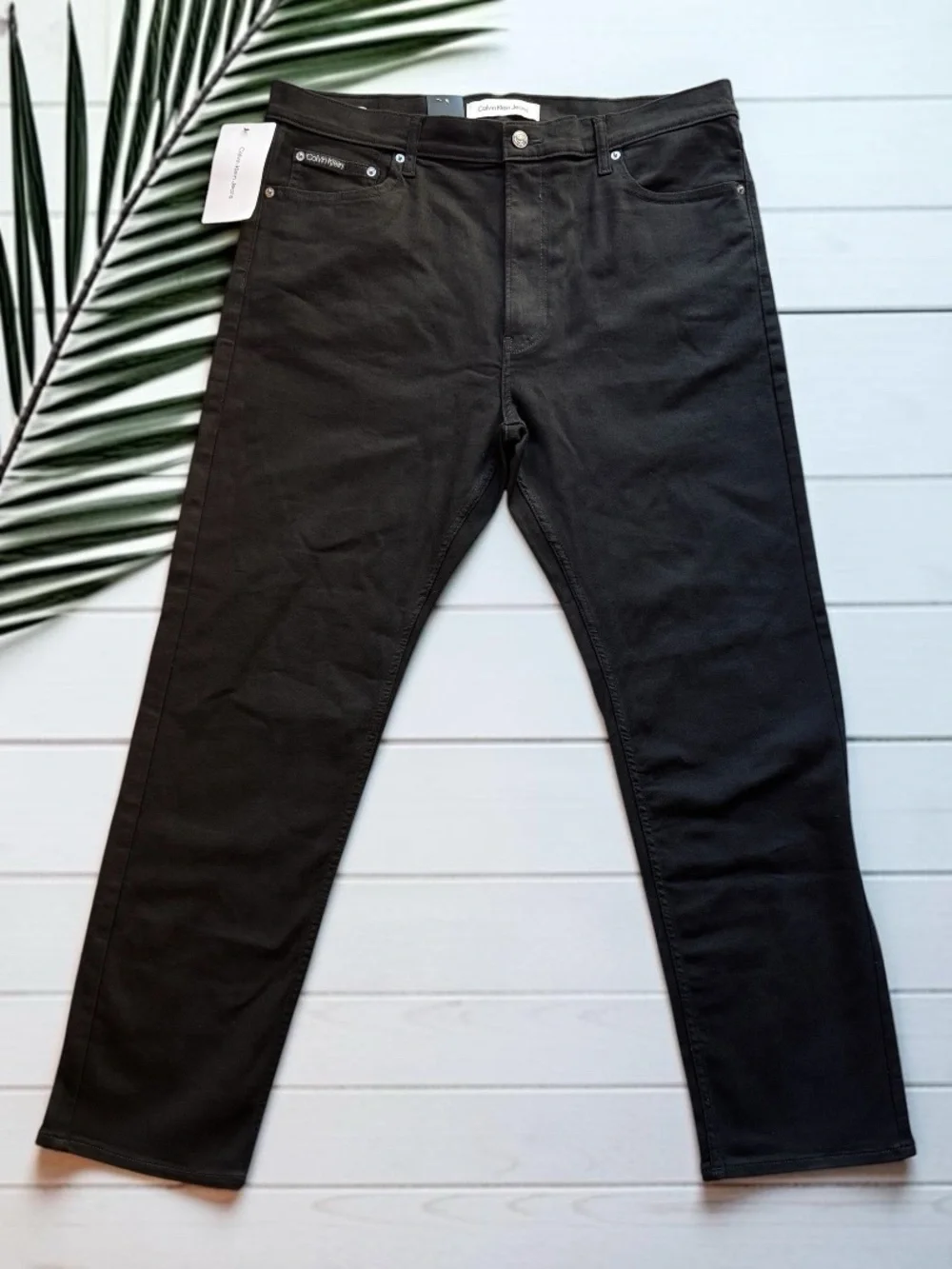 Calvin Klein Jeans Slim Straight Fit Black Jeans NWT Men’s 38x32